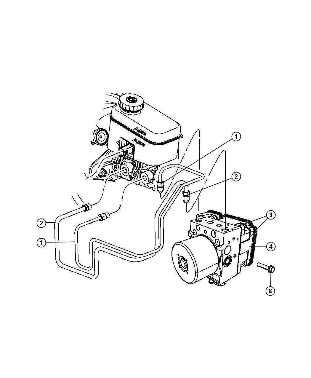 Diagram HCU and Tubes to Master Cylinder,Front, LHD. for your 2015 Jeep Wrangler   