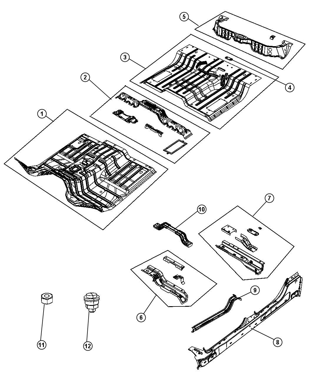 Diagram Floor Pan, Crew Cab. for your 2003 Chrysler 300  M 