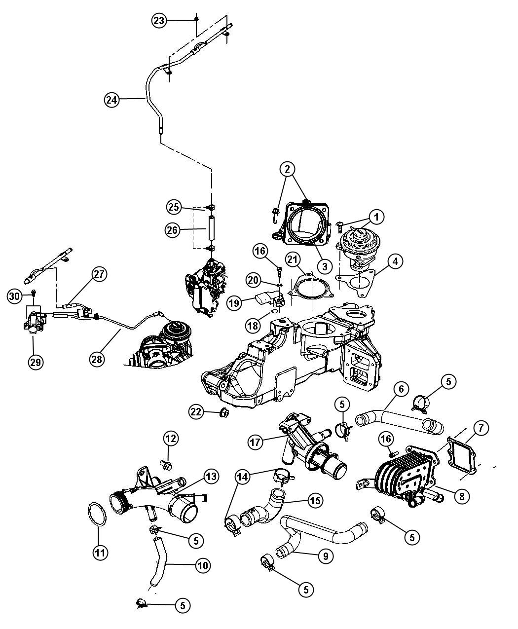 Diagram EGR Valve and Related, All Diesel Engines. for your Chrysler