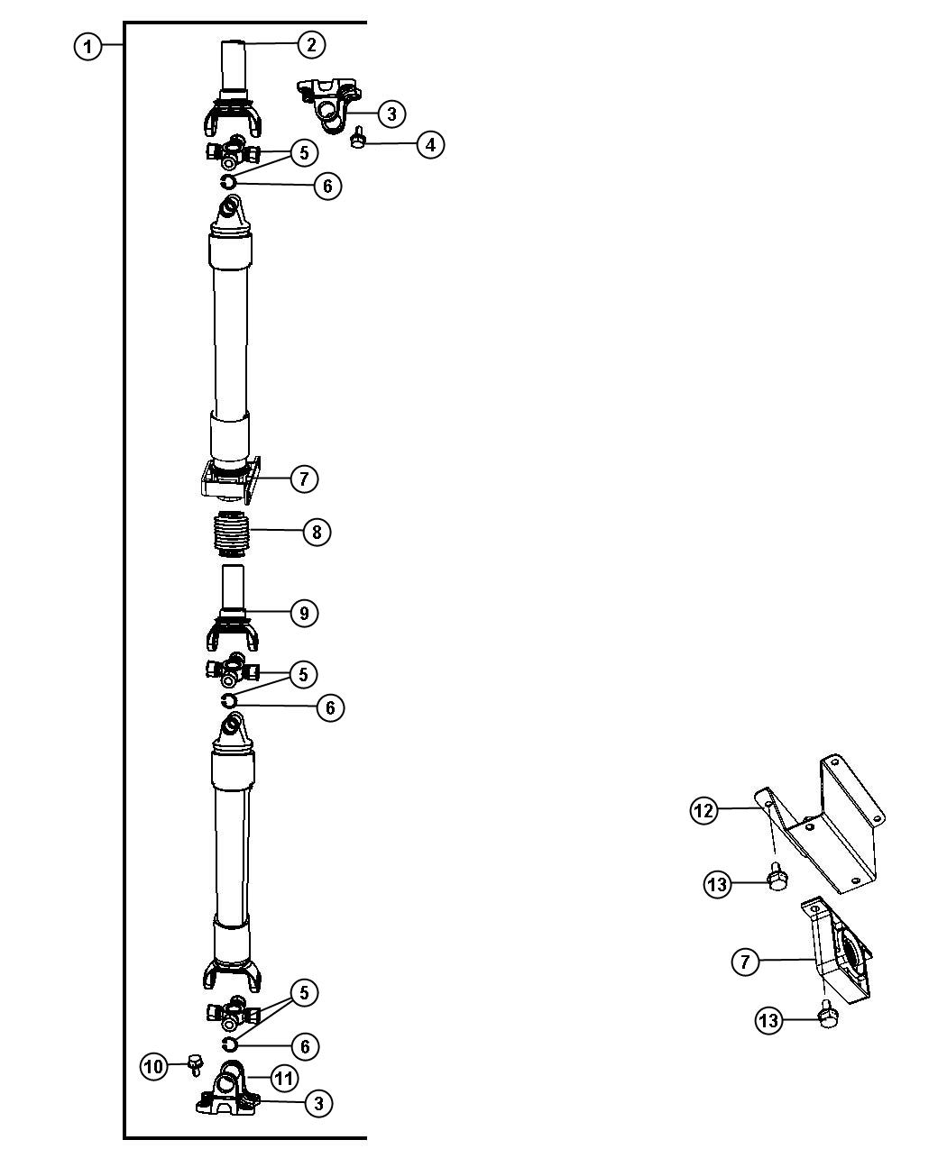 Diagram Shaft, Drive 2-Piece, 3. for your Chrysler 300  M