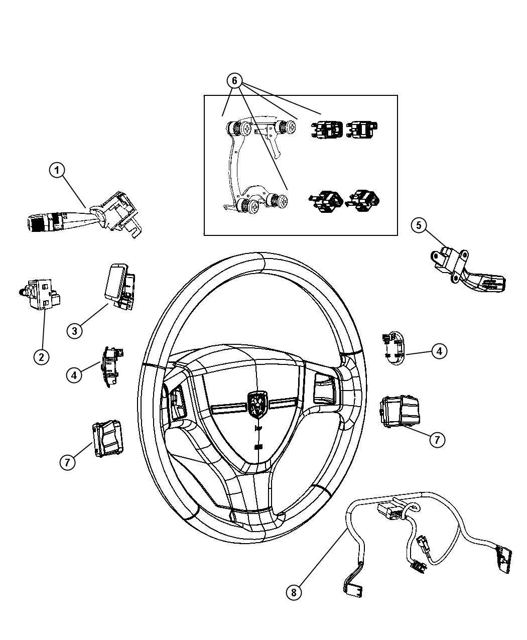 Diagram Switches Steering Column and Wheel. for your Dodge