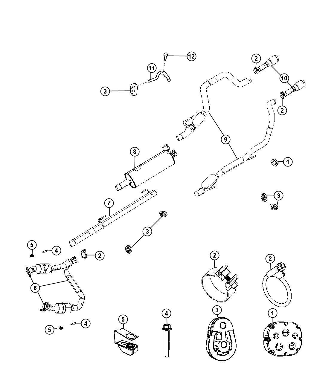 Diagram Exhaust System Dual 5.7L [5.7L Hemi VCT MDS Engine] [5.7L V8 HEMI MDS VCT Engine]. for your 2001 Chrysler 300  M 