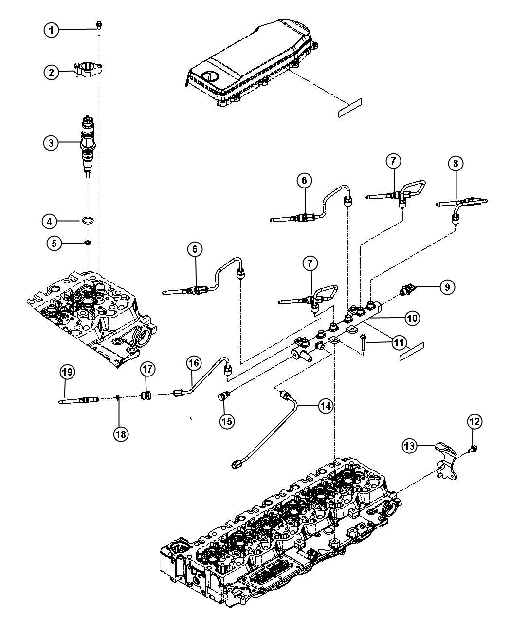 Diagram Fuel Injection Plumbing 6.7L, [6.7L I6 CUMMINS TURBO DIESEL ENGINE]. for your 2015 Jeep Wrangler   