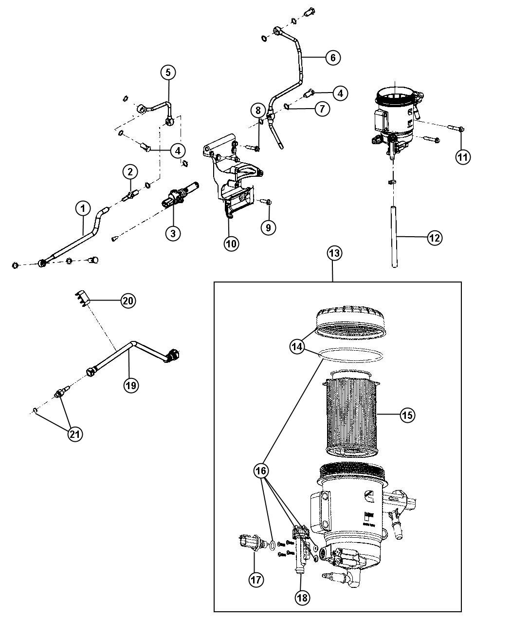 Diagram Fuel Filter, 6.7L [6.7L I6 CUMMINS TURBO DIESEL ENGINE]. for your Ram 4500  