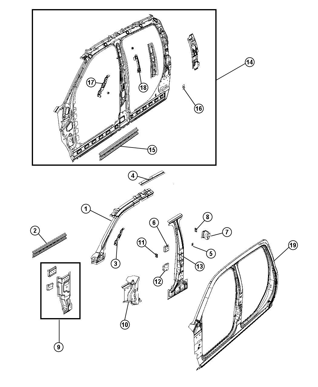 Diagram Front Aperture Panel - Crew Cab. for your Chrysler 300  M