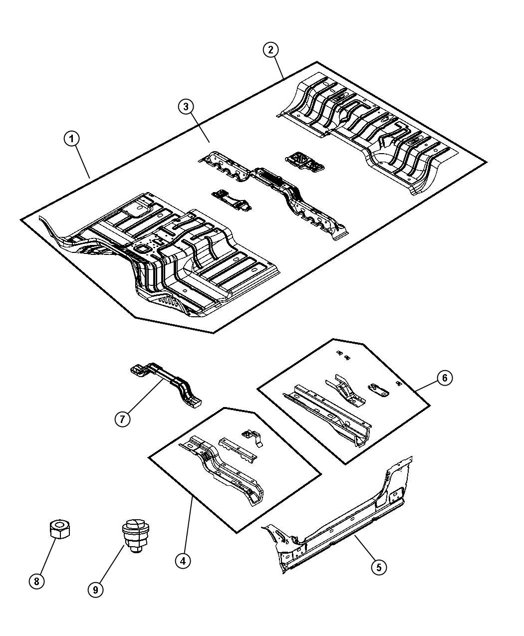 Floor Pan, Standard Cab. Diagram