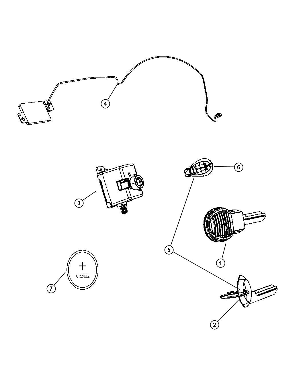 Receiver Modules, Keys and Key Fobs. Diagram