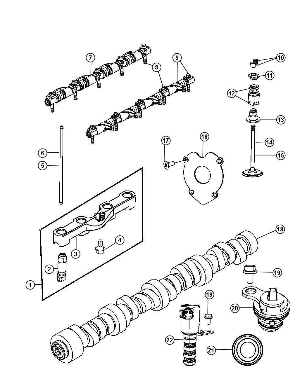 Diagram Camshaft And Valvetrain 5.7L [5.7L HEMI VCT Engine]. for your Ram 3500  