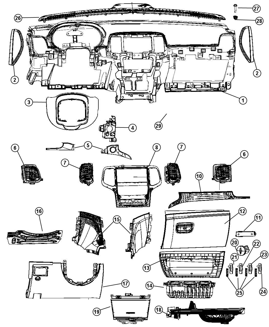 Diagram Instrument Panel. for your Jeep Grand Cherokee  