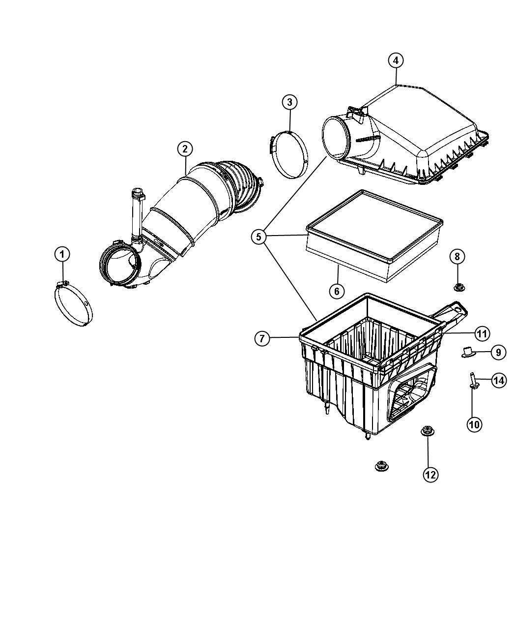Diagram Air Cleaner. for your 2004 Dodge Ram 2500   