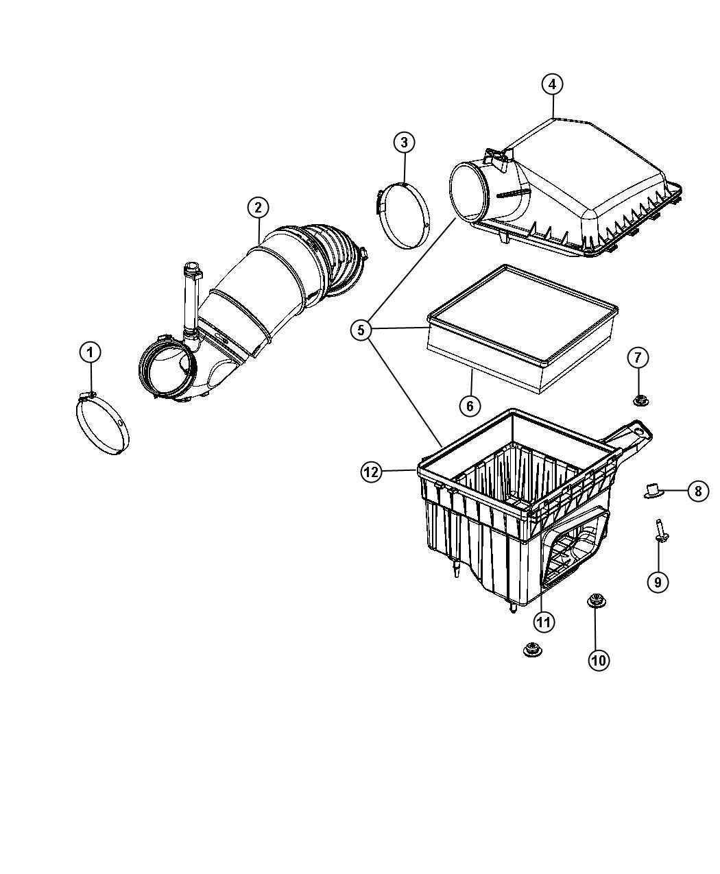 Diagram Air Cleaner 6.7L [6.7L I6 CUMMINS TURBO DIESEL ENGINE]. for your 2023 Ram 2500   