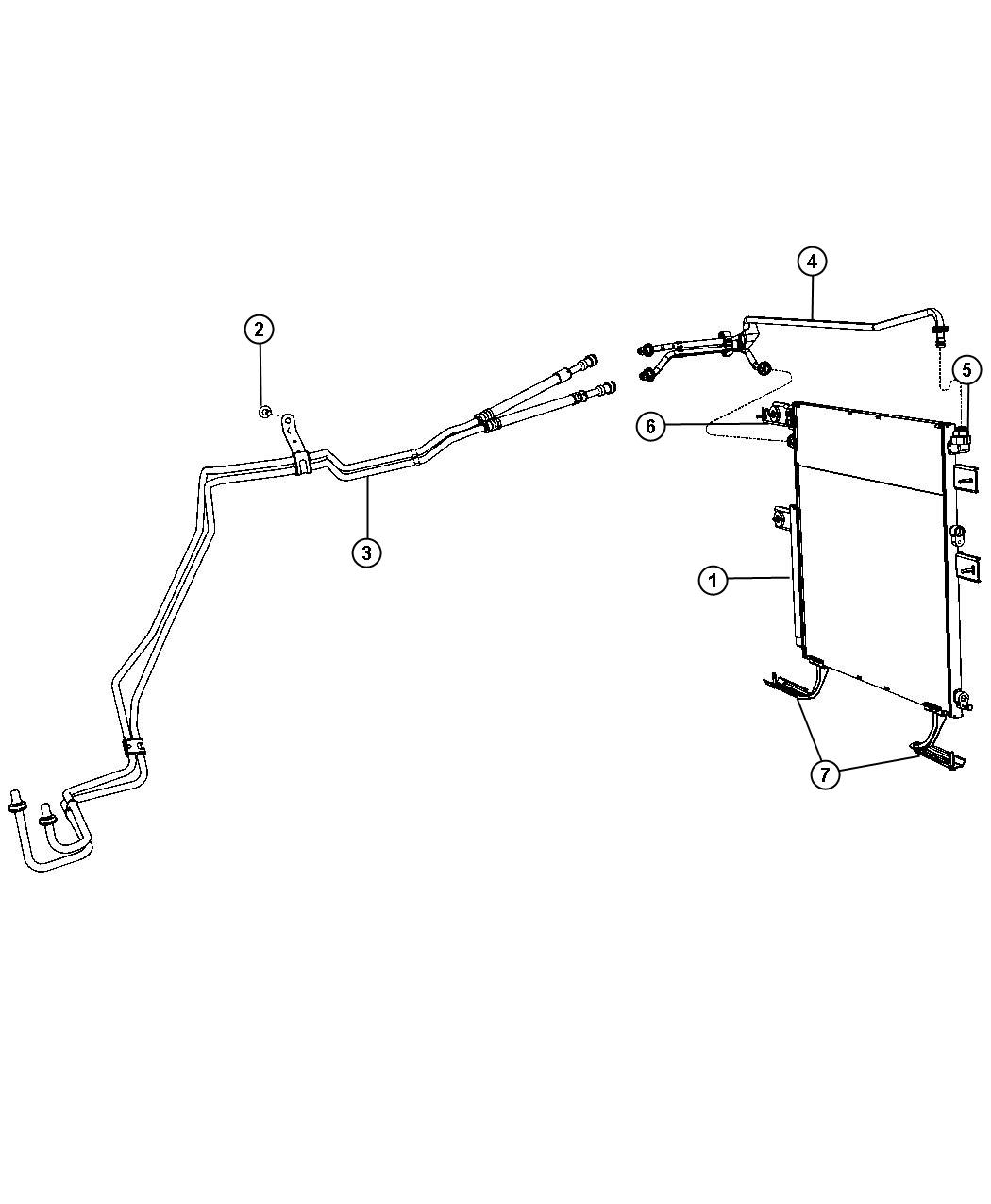 Diagram Transmission Oil Cooler and Lines. for your 2011 Jeep Wrangler   