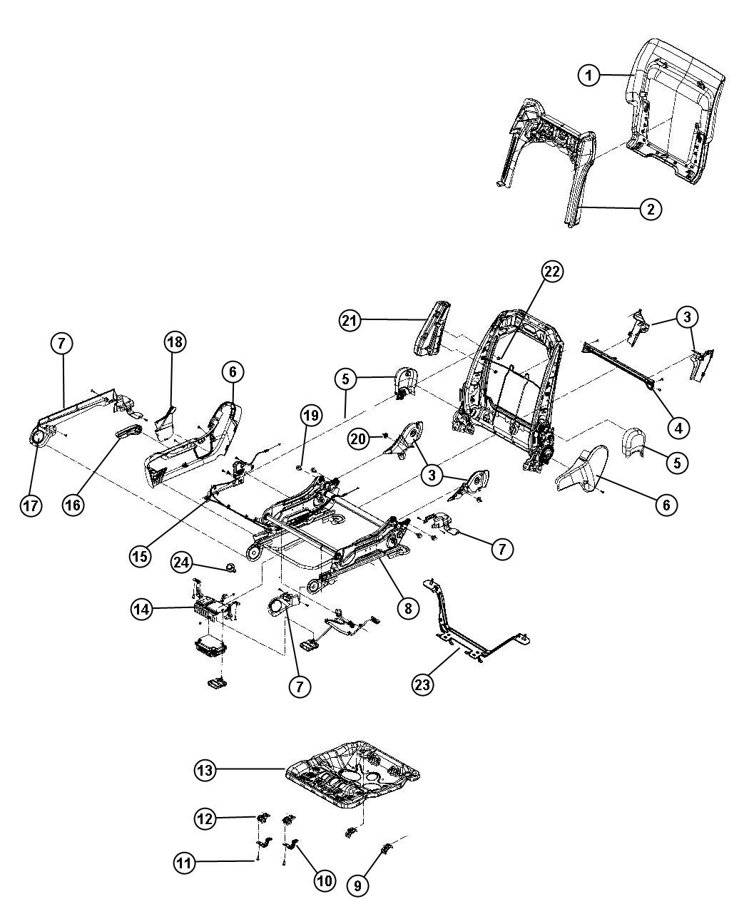 Diagram Adjusters, Recliners and Shields - Passenger Seat - Manual. for your 2003 Chrysler 300  M 