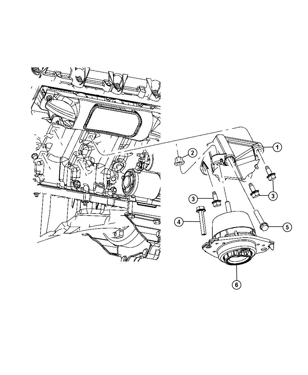 Engine Mounting Left Side 4WD 5.7L [5.7L V8 MDS VVT ENGINE]. Diagram