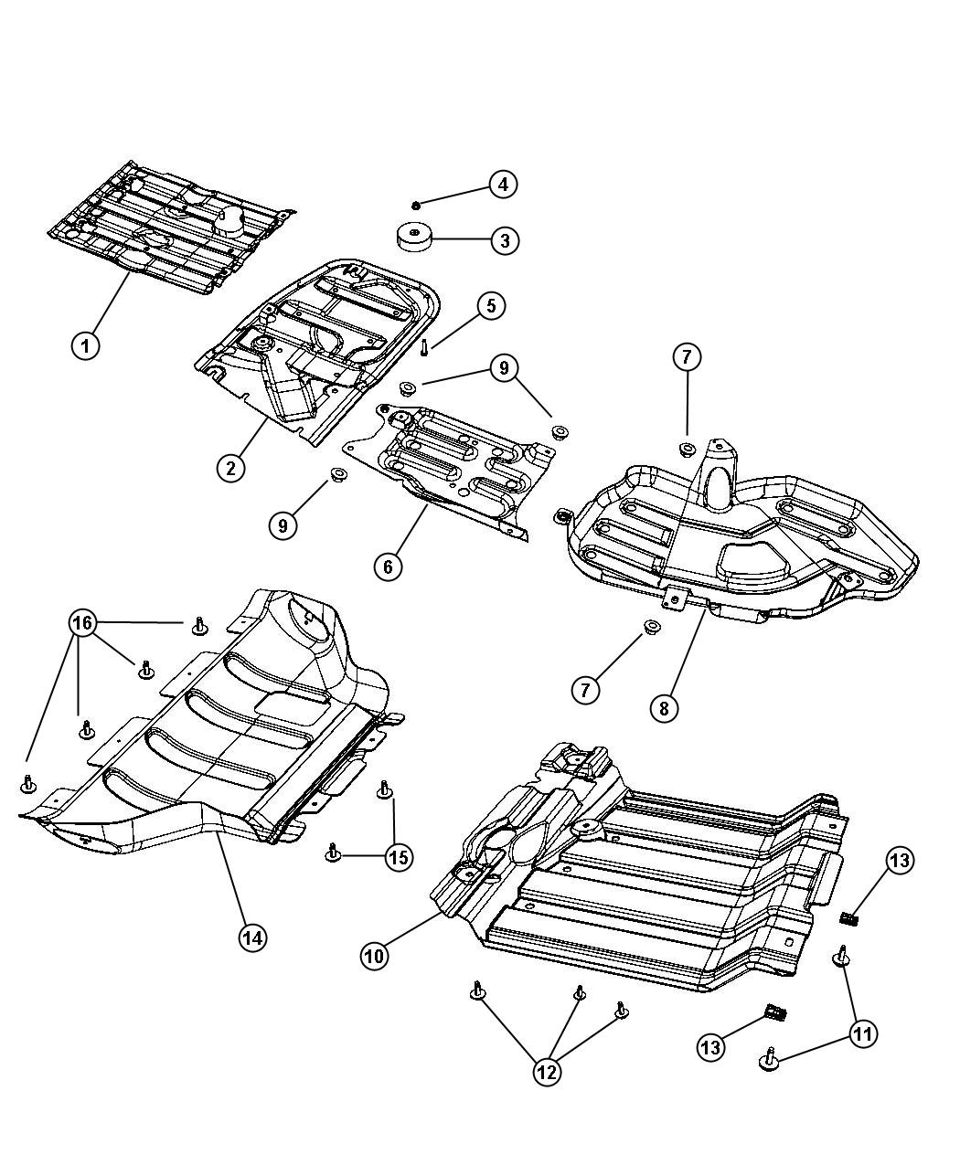 Diagram Underbody Shields And Plate. for your 2004 Chrysler 300  M 