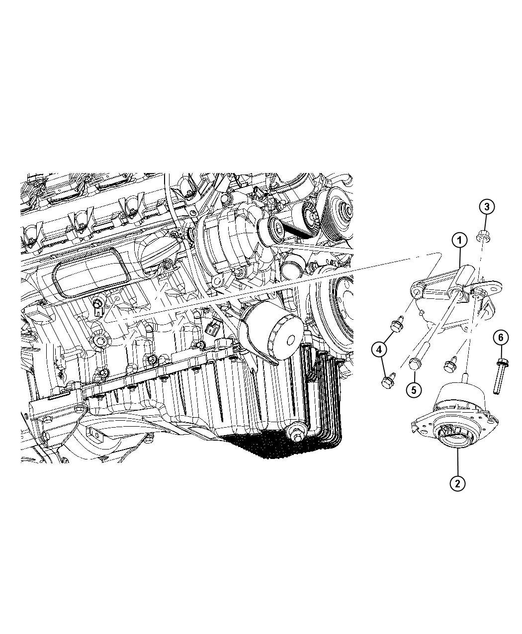 Diagram Engine Mounting Right Side 4WD 5.7L [5.7L V8 MDS VVT ENGINE]. for your 2000 Chrysler 300  M 