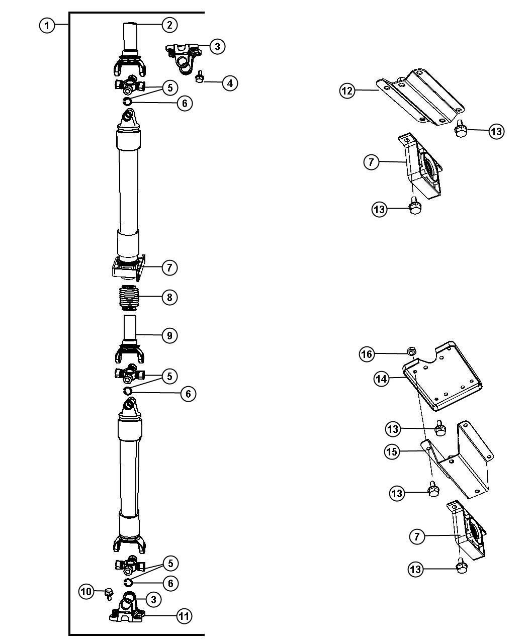 Diagram Drive Shaft, 2-Piece, D2 3, 8. for your Chrysler 300  M