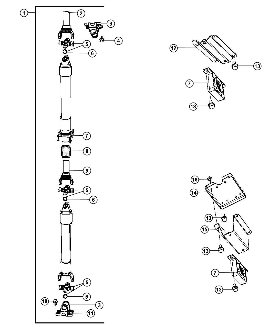 Diagram Drive Shaft, 2-Piece, D2 3, 8. for your Chrysler 300  M