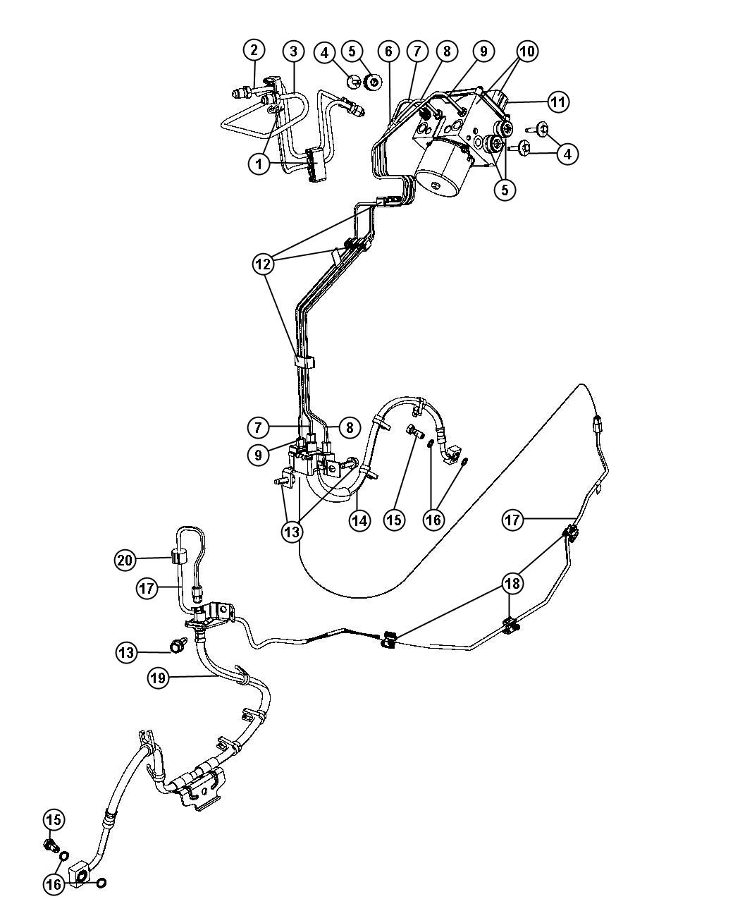 Diagram HCU,Brake Tubes and Hoses,Front. for your Ram 3500  