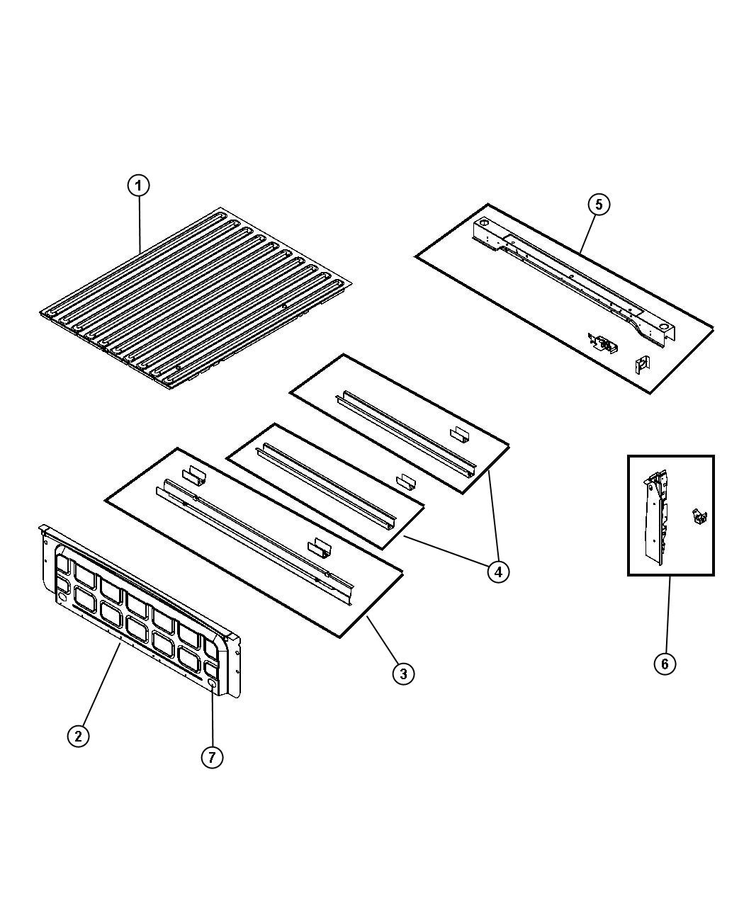 Diagram Pick-up Box, Crossmembers, Reinforcements. for your Ram 2500  