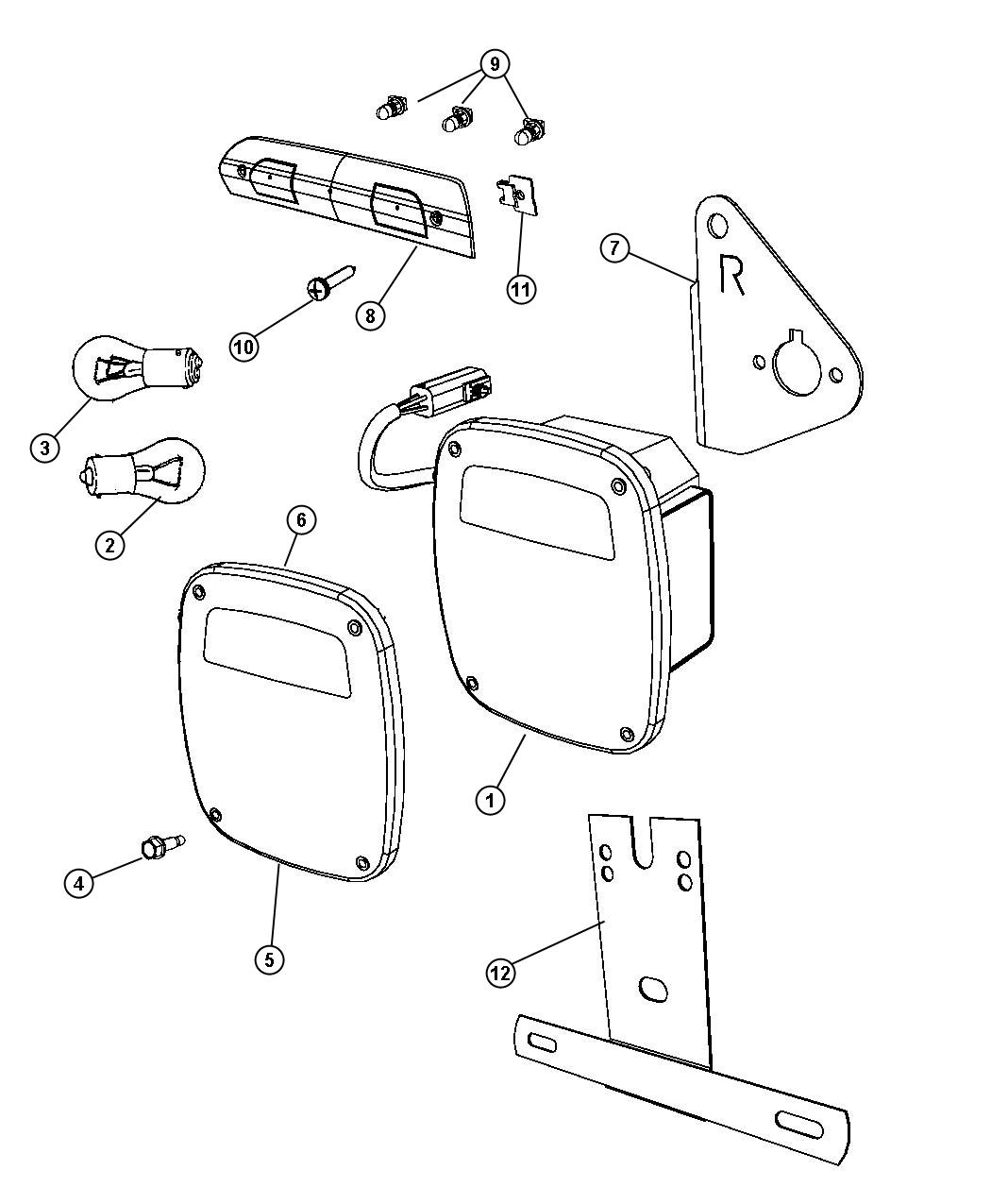 Lamps Rear Cab and Chassis. Diagram