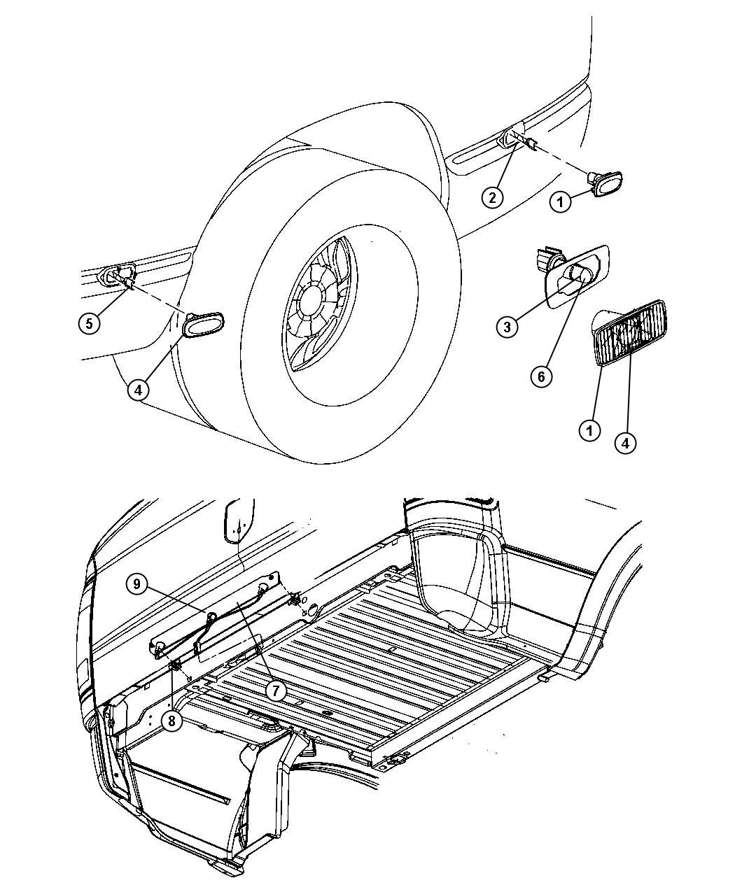 Diagram Lamps Dually Fenders and Tailgate. for your Ram 4500  