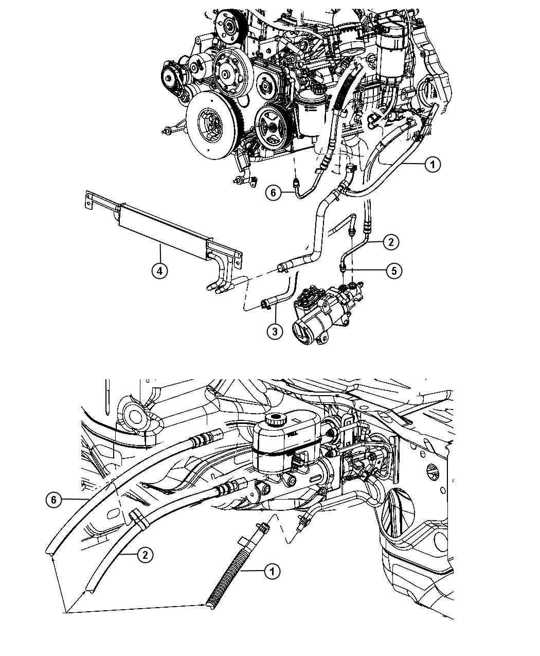 Diagram Power Steering Hoses Hydro Boost 4 Wheel Drive. for your Ram 3500  