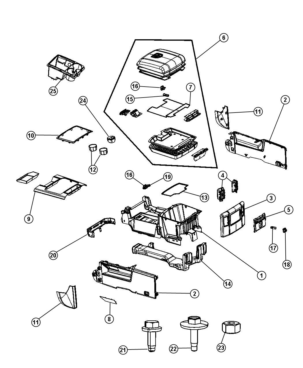 Floor Console [BUCKET SEATS] [Premium Floor Console]. Diagram