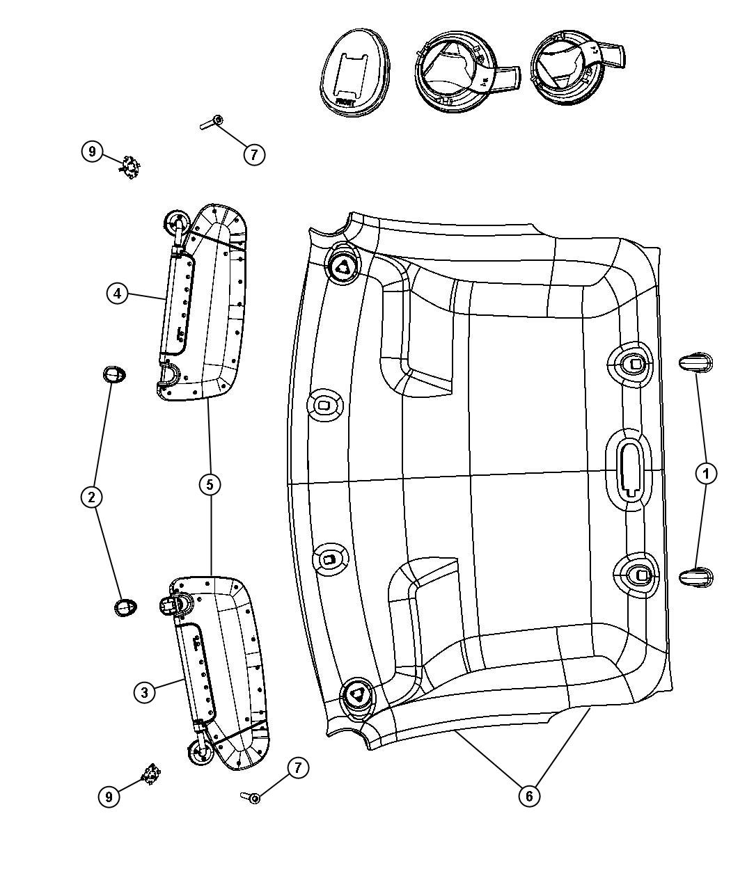 Diagram Headliners and Visors. for your Chrysler 300  M