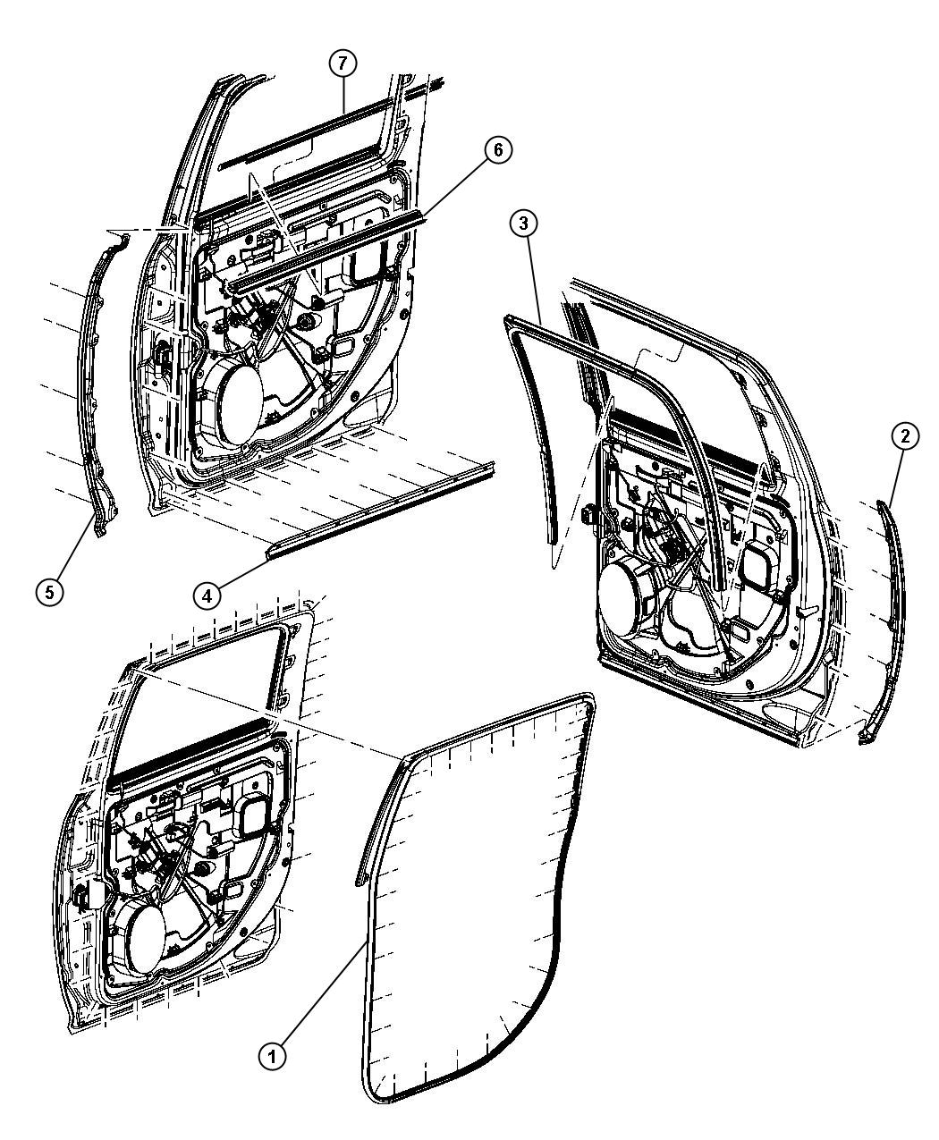 Diagram Weatherstrips, Rear Door. for your 2002 Chrysler 300  M 