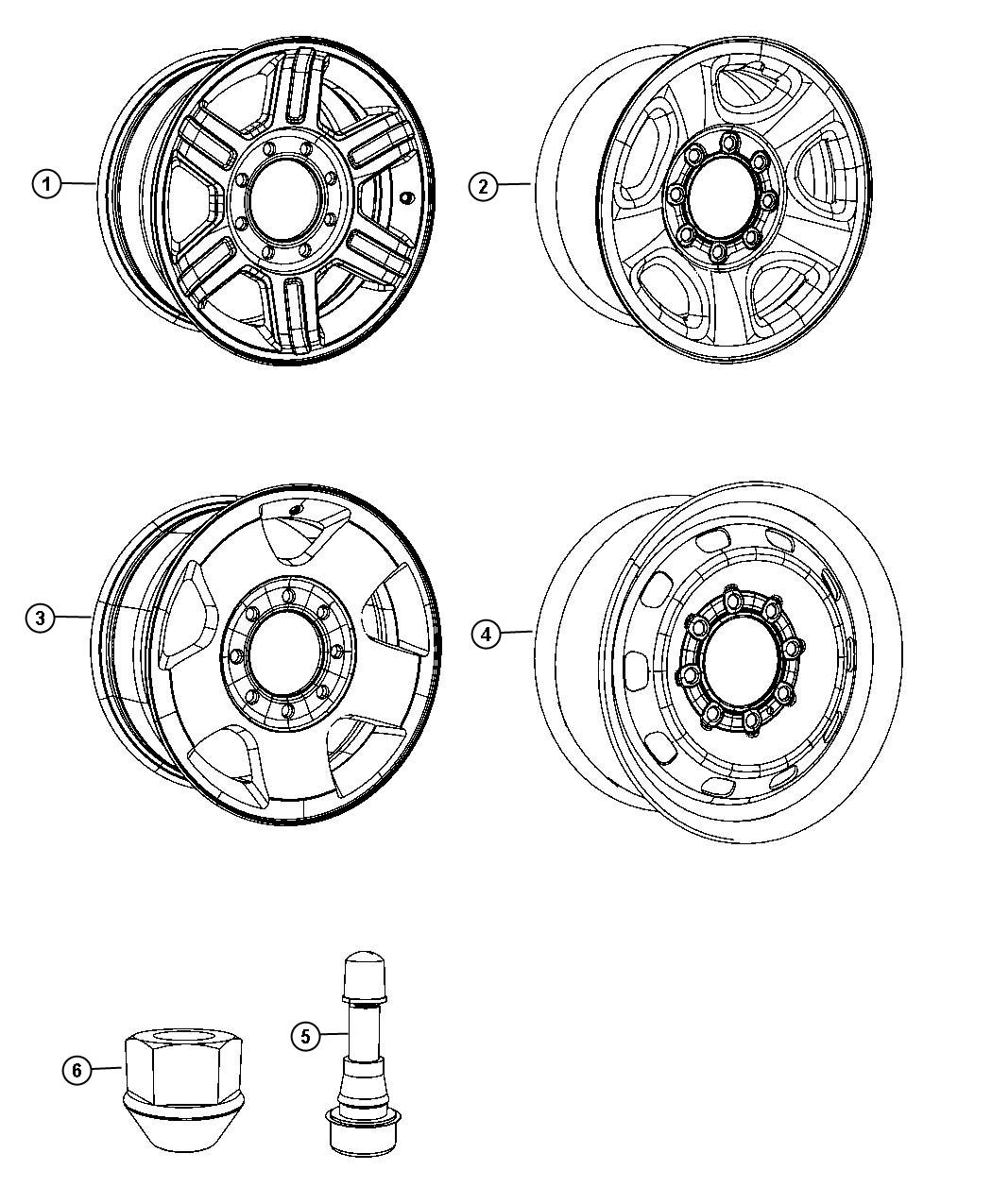 Diagram Wheels and Hardware. for your 2018 Ram 2500   