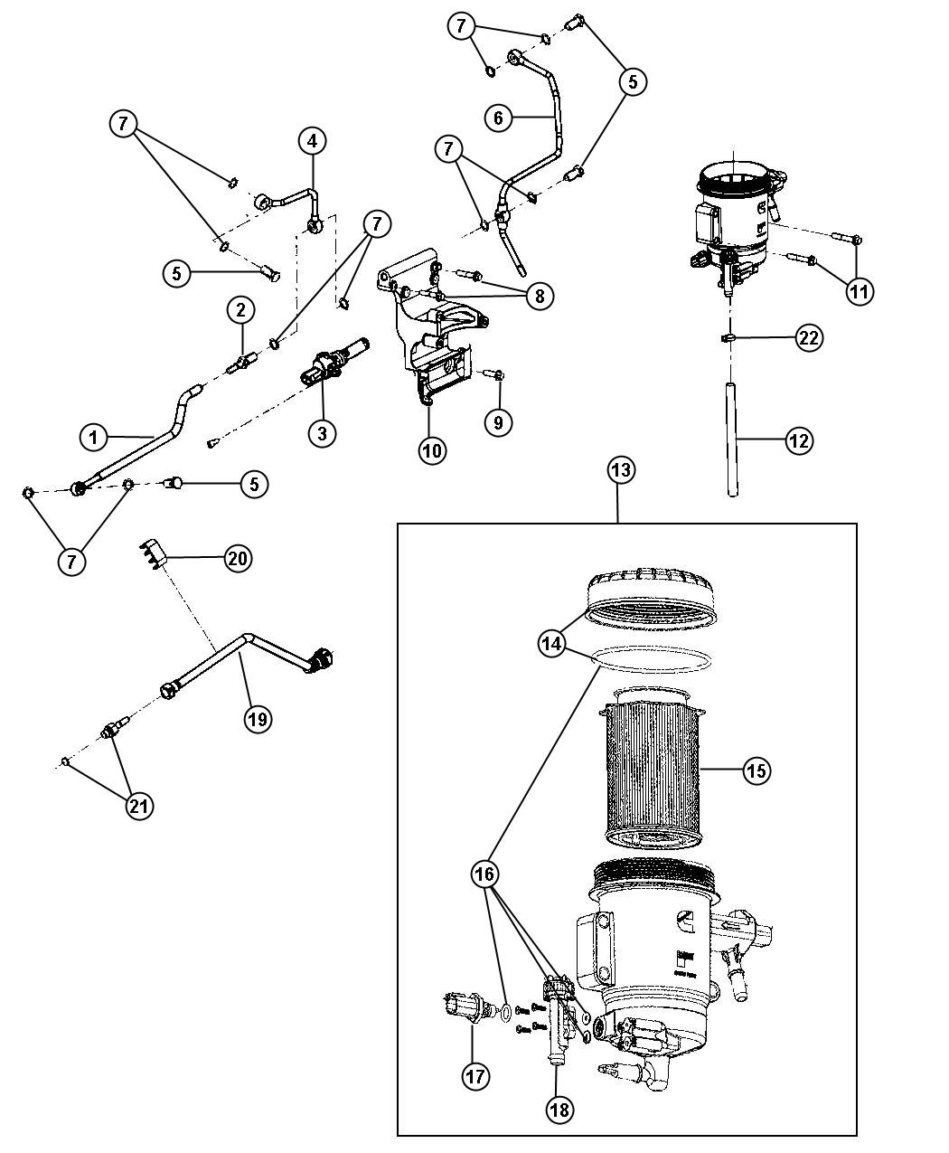 Diagram Fuel Filter 6.7L [6.7L I6 CUMMINS TURBO DIESEL ENGINE]. for your Ram 2500  