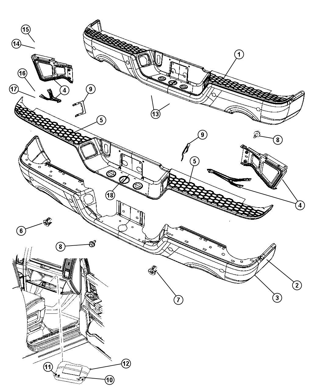 Diagram Rear Bumper. for your 2005 Ram 1500   