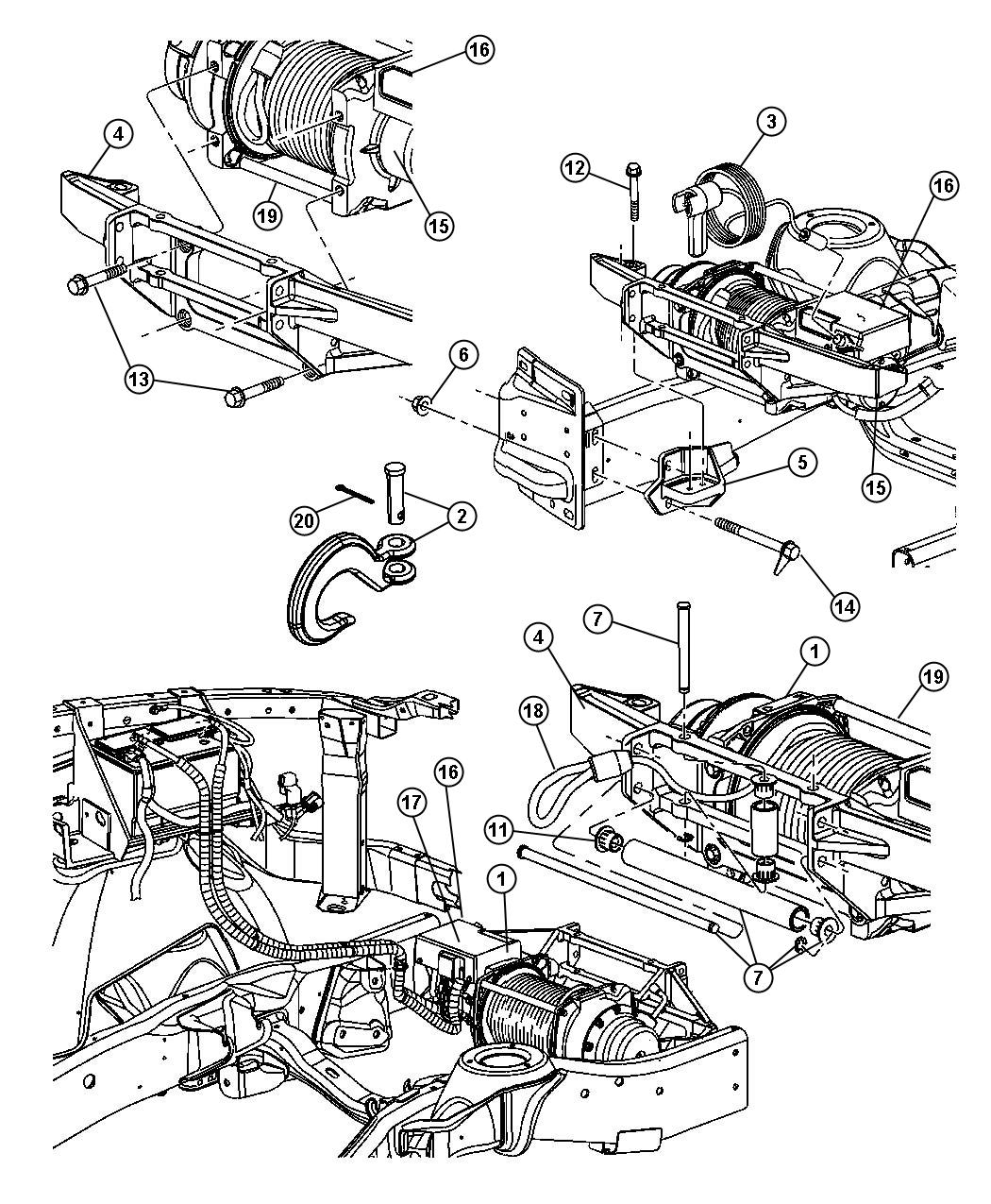 Diagram Winch, Front. for your 2000 Chrysler 300  M 