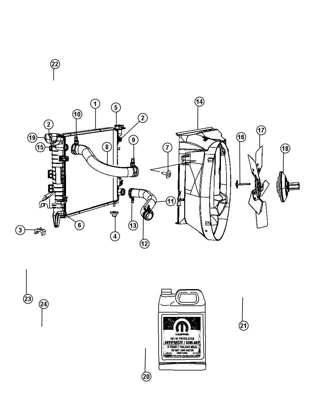 Diagram Radiator and Related Parts. for your 1999 Chrysler 300  M 