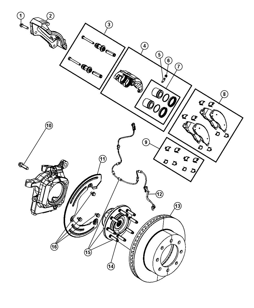 Diagram Brakes,Front. for your 2004 Chrysler 300  M 