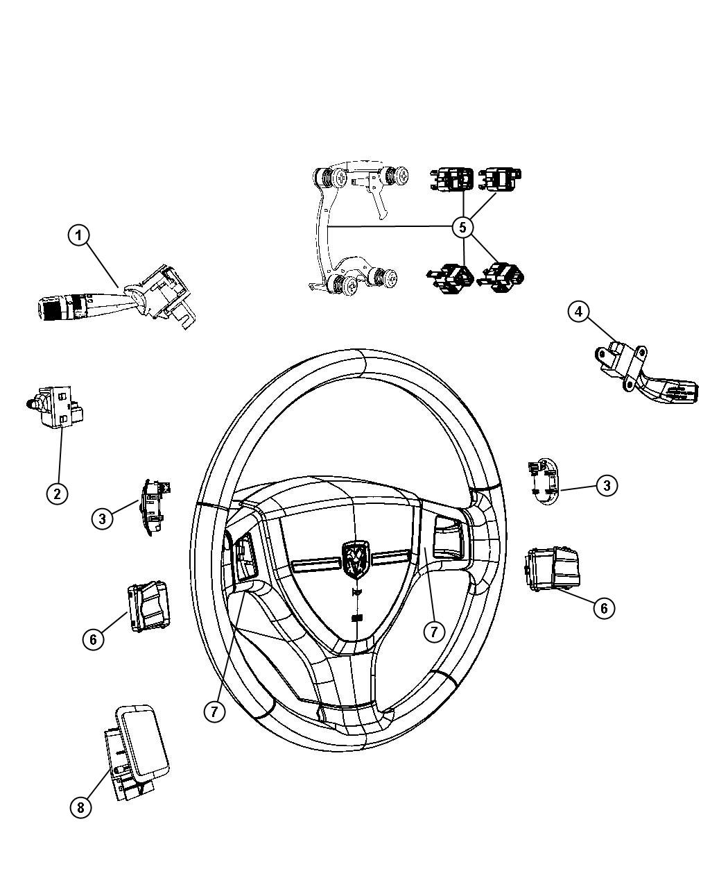 Diagram Switches Steering Column and Wheel. for your Ram