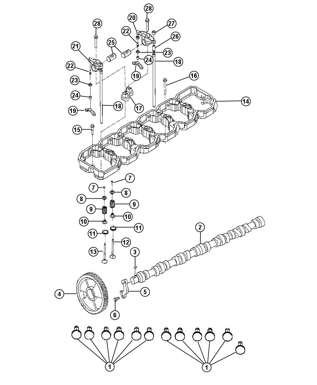 Diagram Camshaft And Valvetrain 6.7L Diesel [6.7L I6 CUMMINS TURBO DIESEL ENGINE]. for your 2002 Chrysler 300  M 