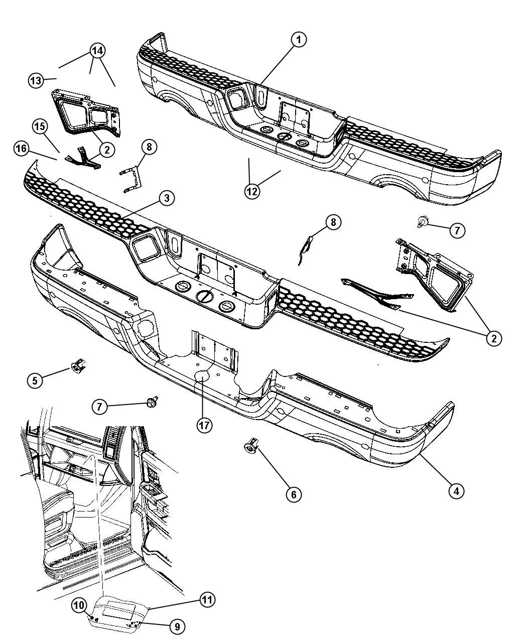 Diagram Bumper, Rear. for your Ram 3500  