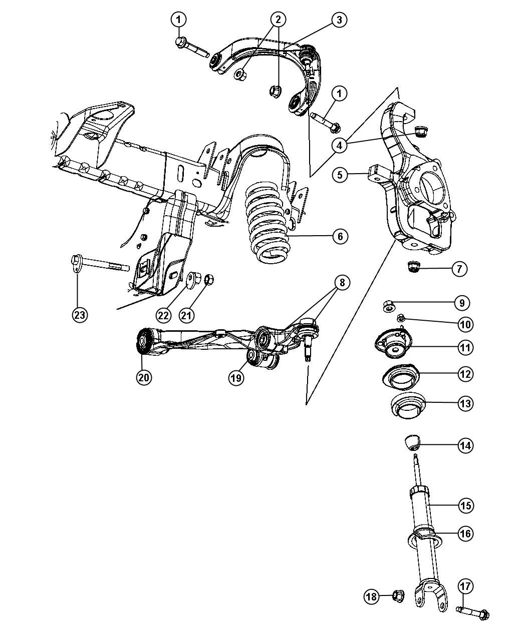 Diagram Suspension, Front, DS 6. for your 2009 Dodge Avenger   