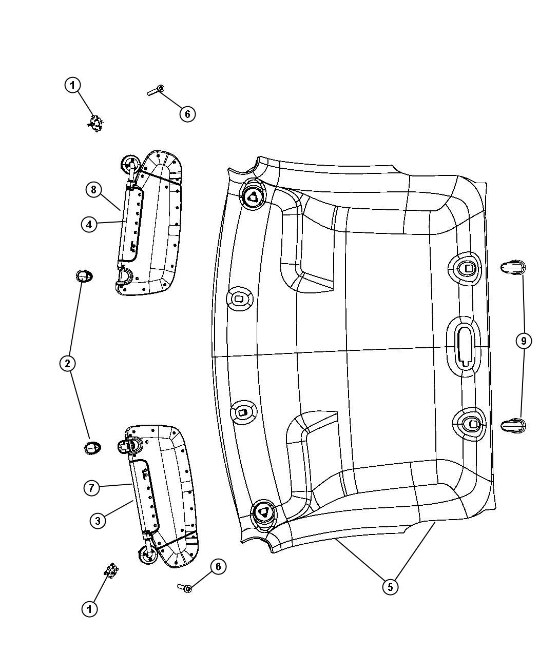 Diagram Headliners and Visors. for your Chrysler 300  M