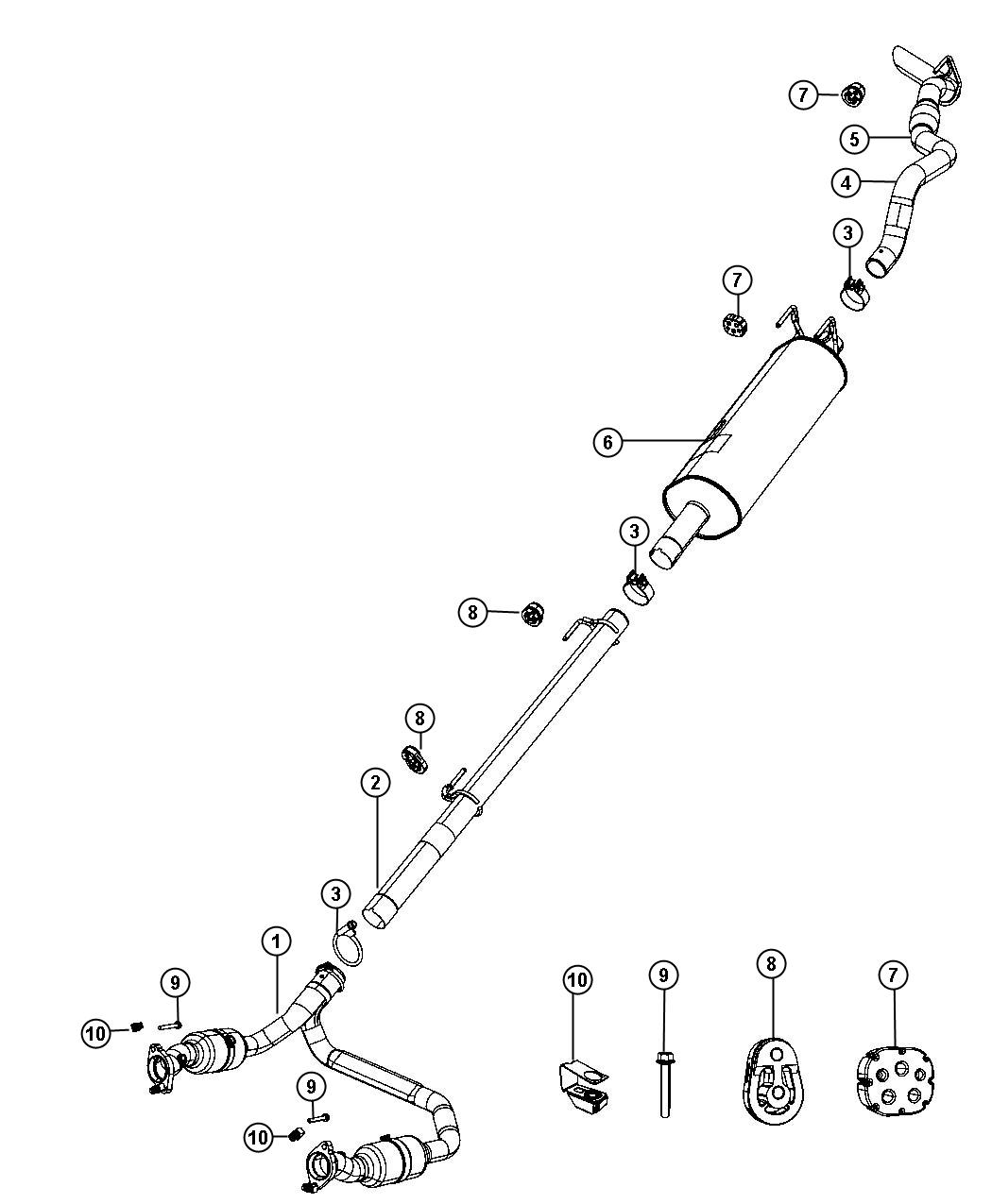 Diagram Exhaust System 4.7L [4.7L V8 Engine]. for your 1998 Dodge Grand Caravan   