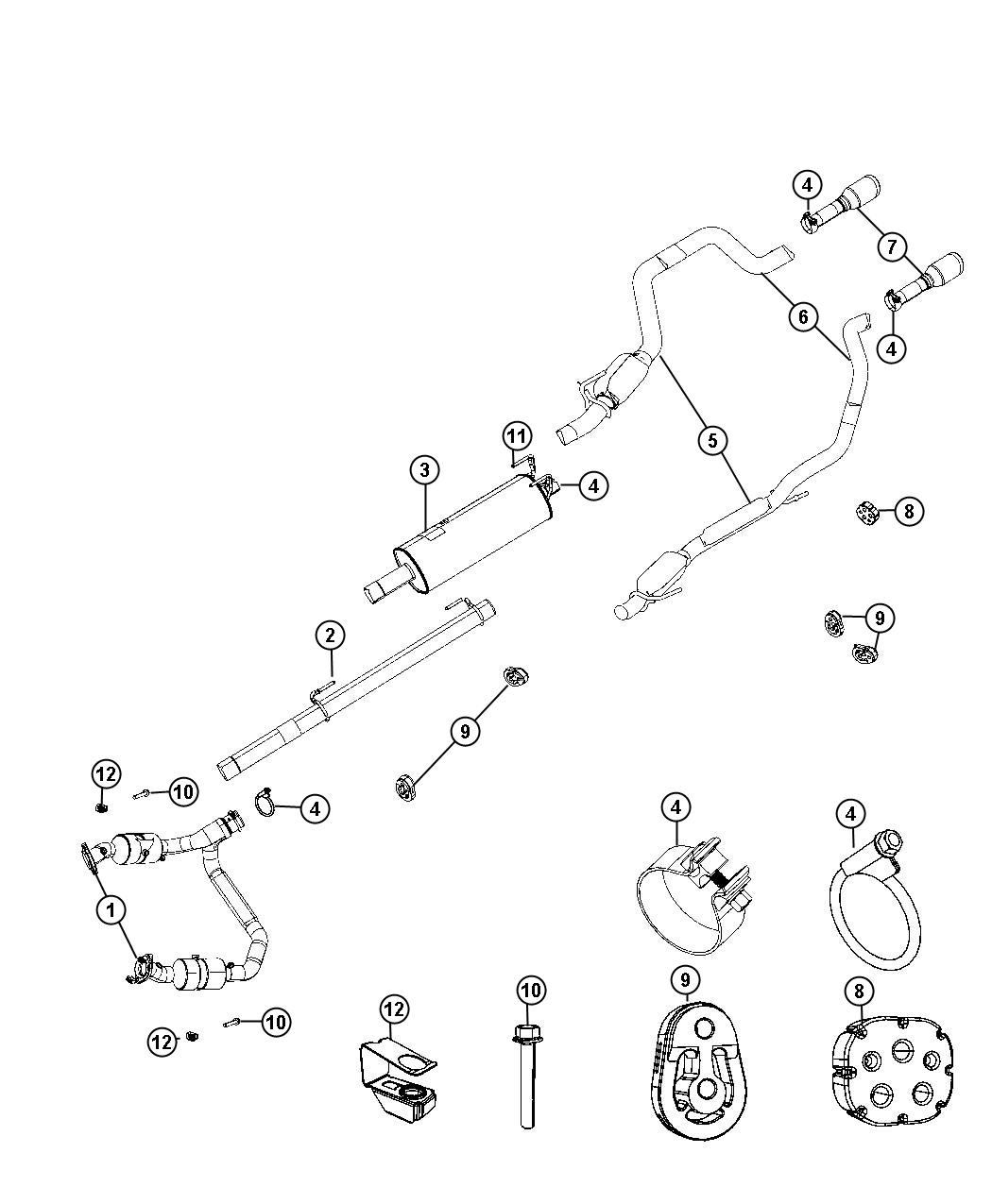 Diagram Exhaust System 5.7L [5.7L HEMI VCT Engine] [5.7L V8 HEMI MDS VCT Engine]. for your 2002 Dodge Grand Caravan   