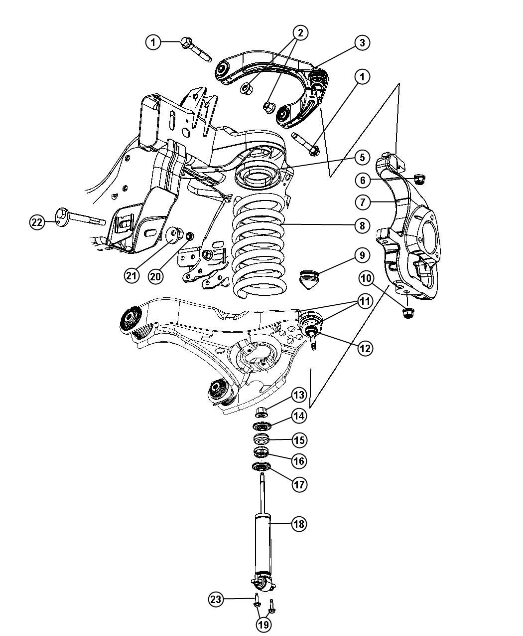 Diagram Suspension, Front, DX 1, 6. for your 2002 Chrysler 300  M 