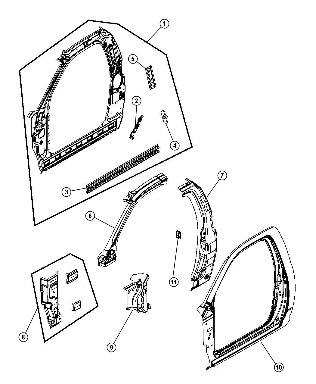 Diagram Front Aperture Panel 2-Door. for your Chrysler 300  M