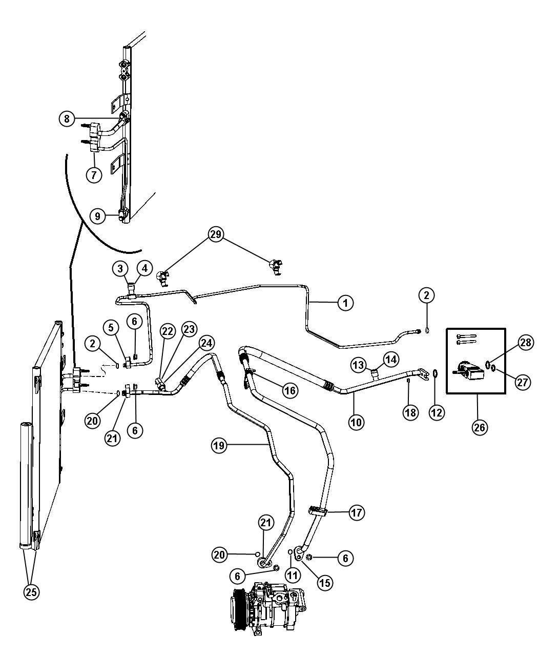 Diagram A/C Plumbing 5.7L [5.7L V8 HEMI MDS VCT Engine]. for your Ram 1500  