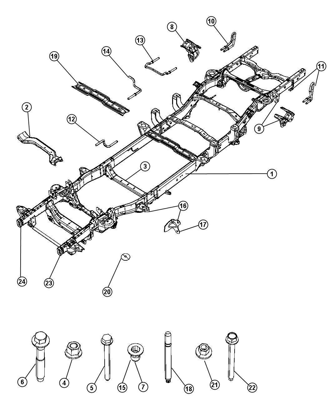 Diagram Frame, Complete, 140.5 Inch Wheel Base. for your 2021 Ram 1500   