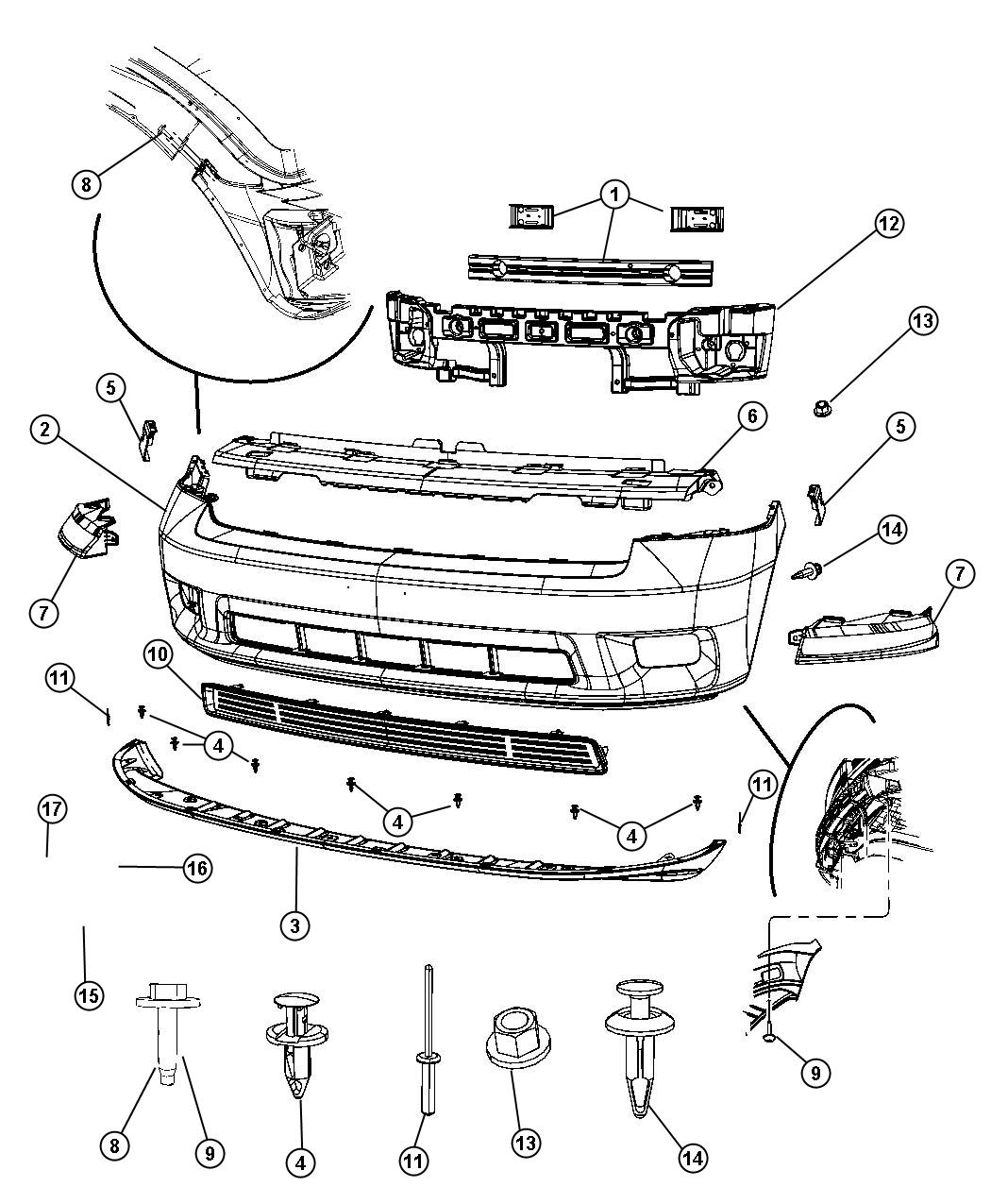 Diagram Fascia, Front, Body Color. for your 2002 Dodge Ram 1500   