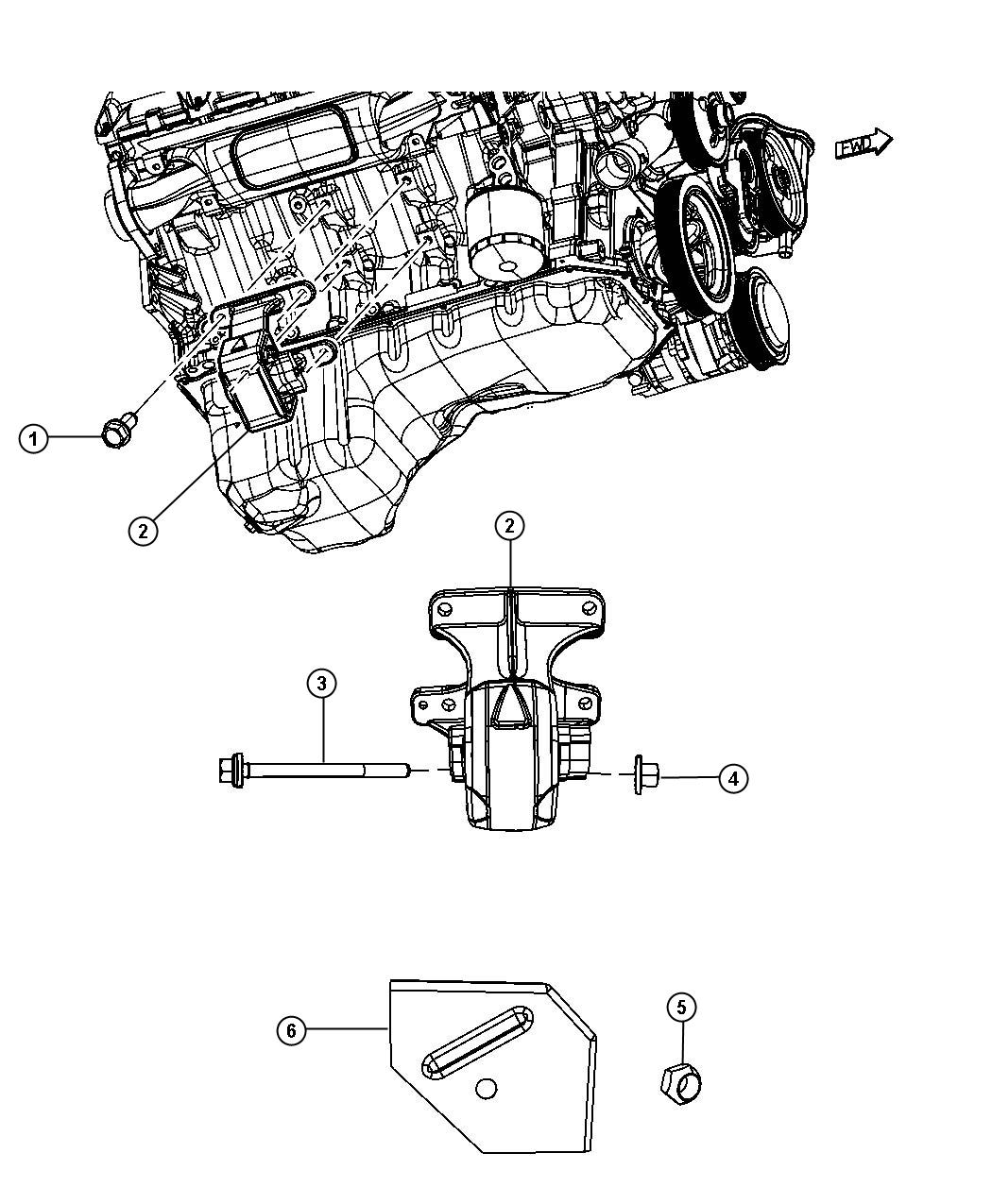 Engine Mounting Right Side RWD/2WD 5.7L [5.7L V8 HEMI MDS VCT Engine]. Diagram