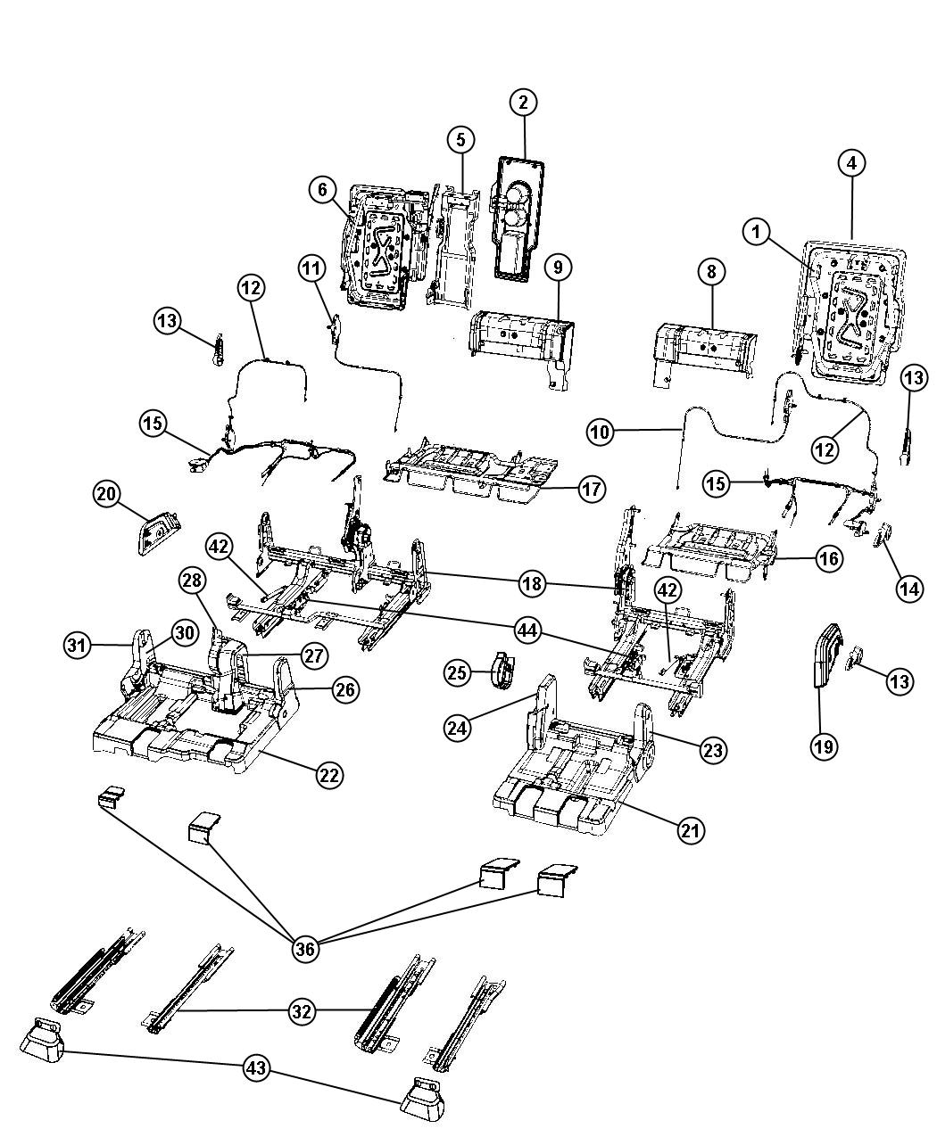 Diagram Second Row - 60/40. for your Dodge